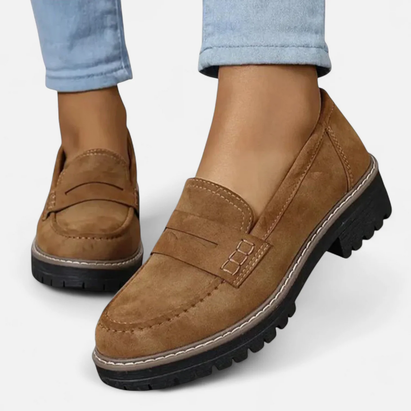 Alma | Dame klassiske loafers med kraftig sål og slip on design
