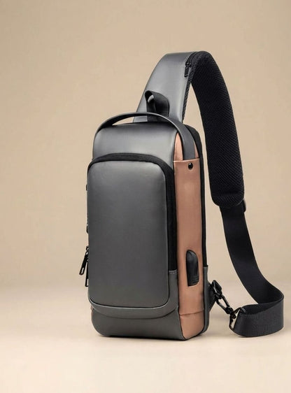 Jan | Wasserabweisende Herren-Umhängetasche mit USB-Anschluss und Taschen
