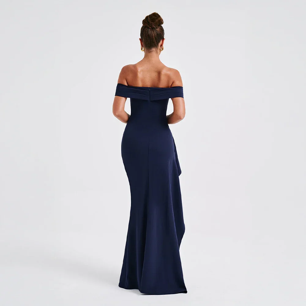 Ingeborg | Dame maxikjole med off shoulder og høj slids