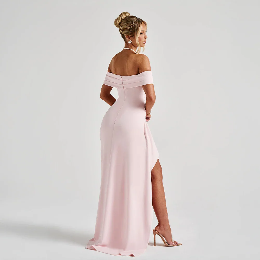 Ingeborg | Dame maxikjole med off shoulder og høj slids