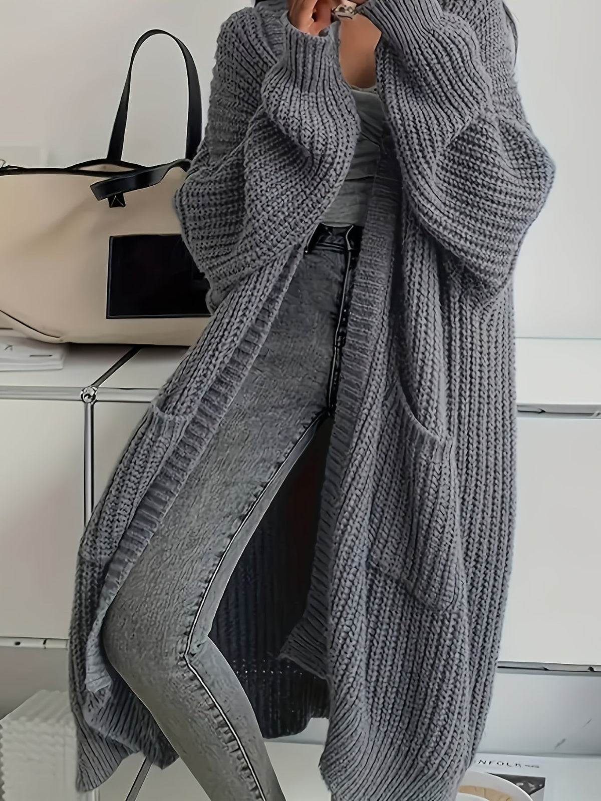 Malou | Dame lang cardigan i strik med oversize pasform
