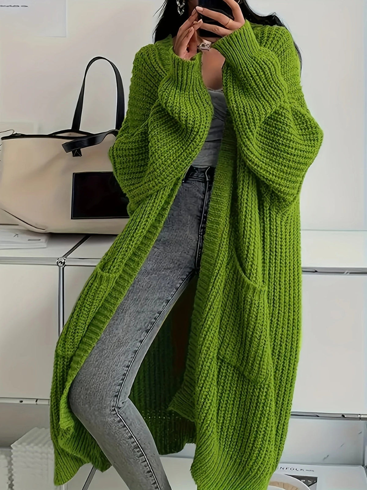 Malou | Dame lang cardigan i strik med oversize pasform