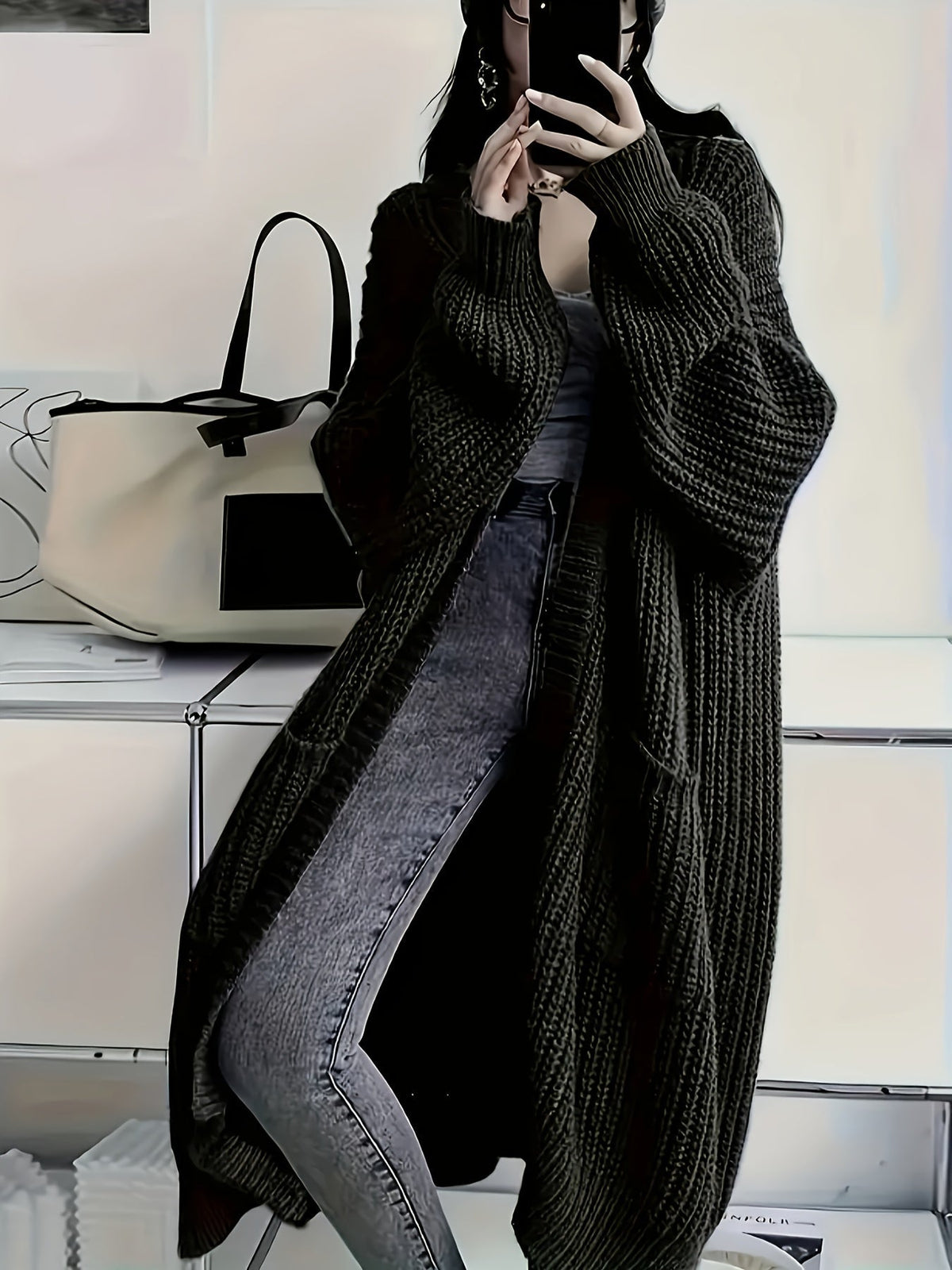 Malou | Dame lang cardigan i strik med oversize pasform