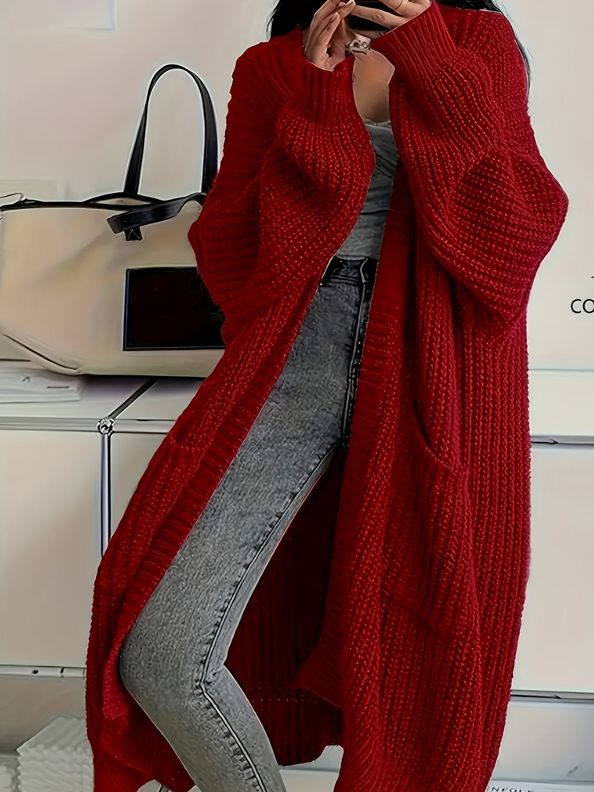 Malou | Dame lang cardigan i strik med oversize pasform