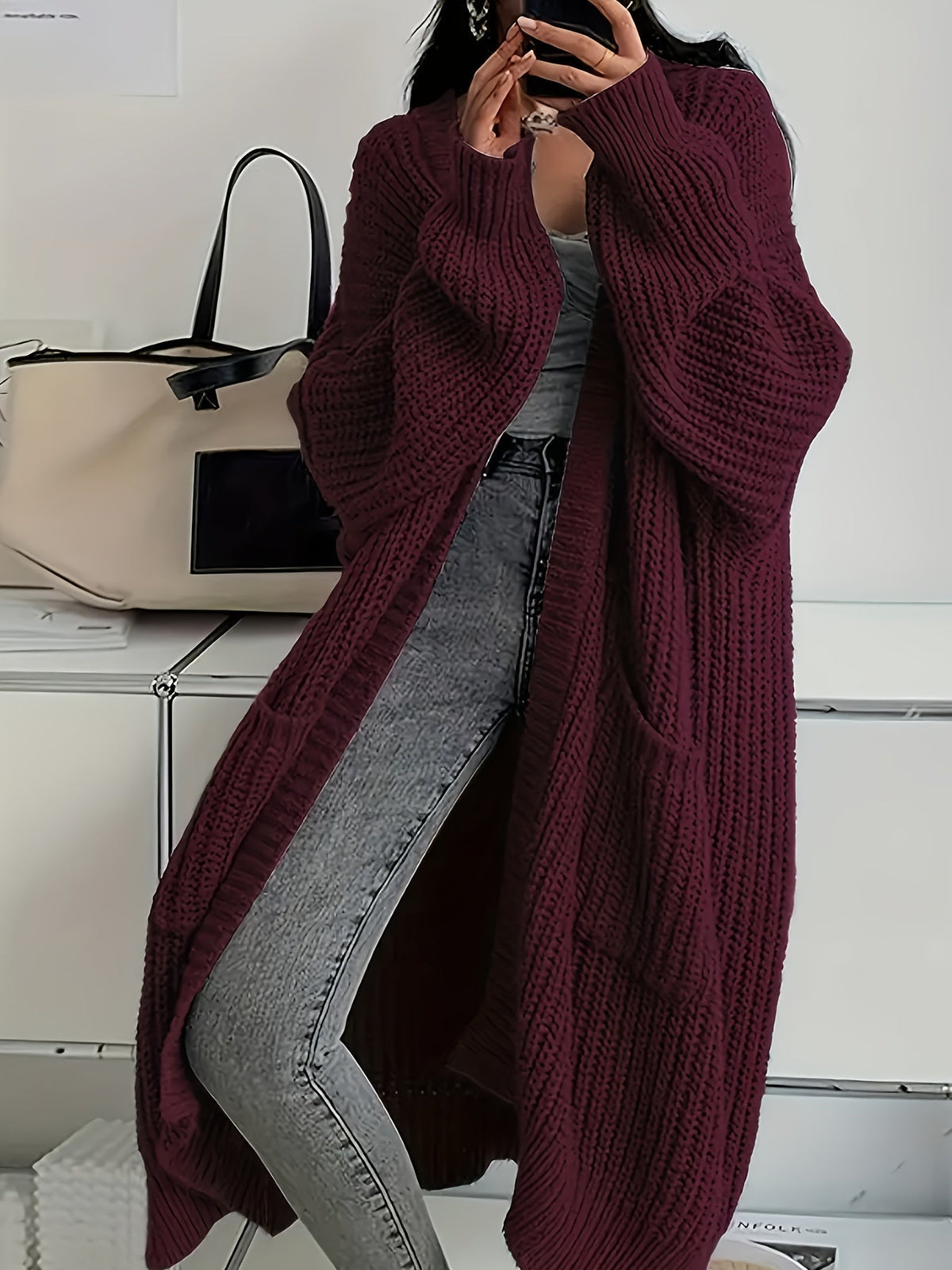 Malou | Dame lang cardigan i strik med oversize pasform