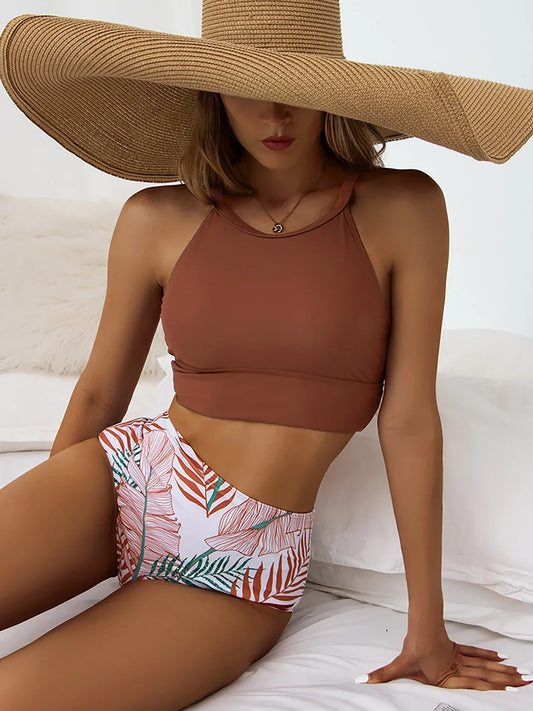 Nova | Dame bikini sæt med høj talje og mønsterprint