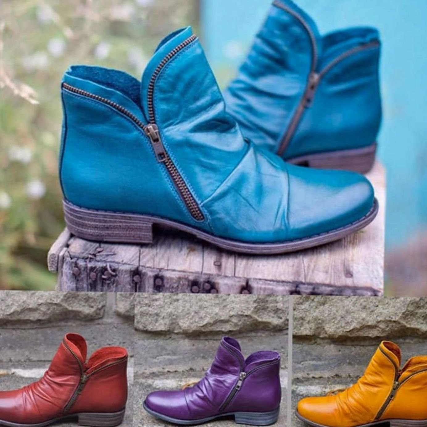 Ulla | Stiefeletten für Damen in Lederoptik mit Reißverschluss und gerafftem Design
