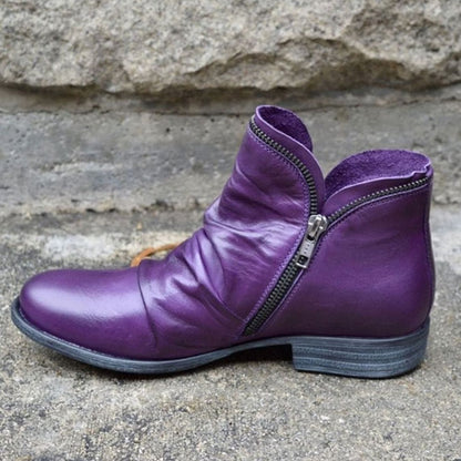 Ulla | Stiefeletten für Damen in Lederoptik mit Reißverschluss und gerafftem Design