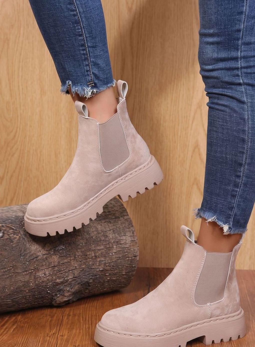 Else | Plateau-Chelsea-Stiefel für Damen in Wildlederoptik mit Slip-on-Design