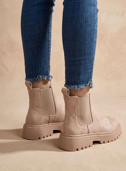 Else | Plateau-Chelsea-Stiefel für Damen in Wildlederoptik mit Slip-on-Design