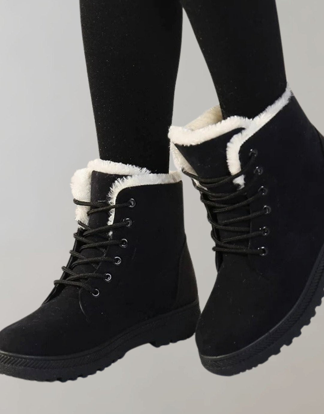 Grethe | Warme, gefütterte Winterstiefel für Damen in Wildlederoptik mit Schnürsenkeln