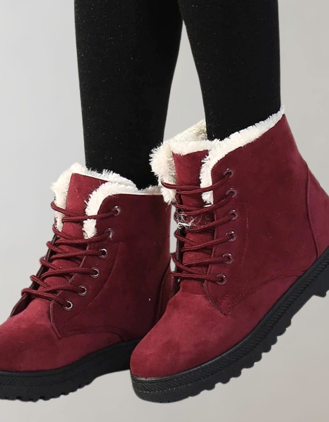 Grethe | Warme, gefütterte Winterstiefel für Damen in Wildlederoptik mit Schnürsenkeln