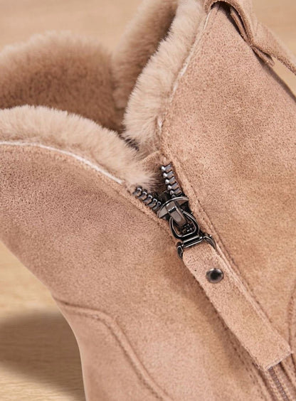 Rita | Warme Winterstiefel für Damen aus Wildleder mit Pelzfutter und Reißverschluss