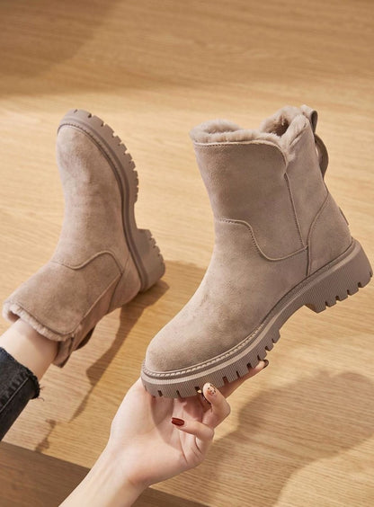 Rita | Warme Winterstiefel für Damen aus Wildleder mit Pelzfutter und Reißverschluss