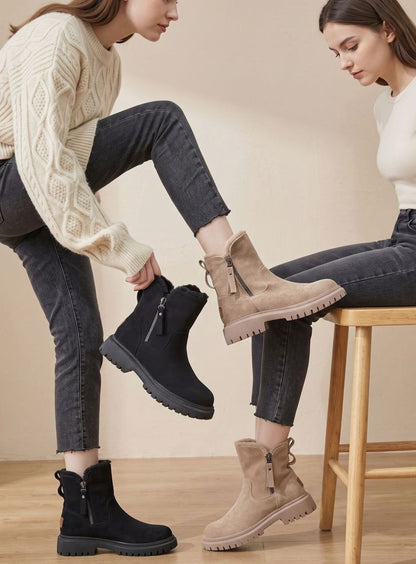 Rita | Warme Winterstiefel für Damen aus Wildleder mit Pelzfutter und Reißverschluss