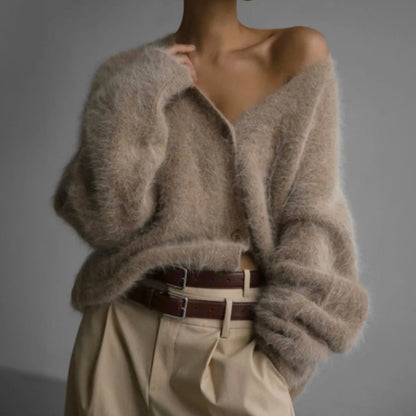 Elina | Dame oversized cardigan med V-udskæring