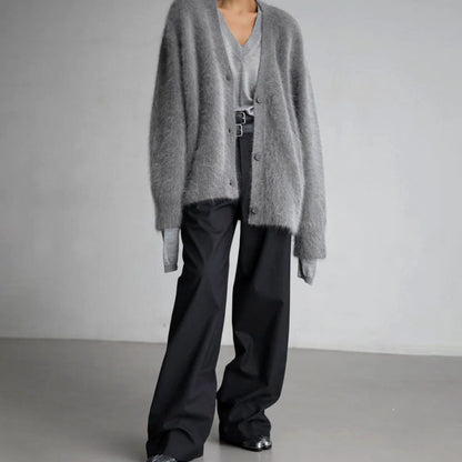 Elina | Dame oversized cardigan med V-udskæring