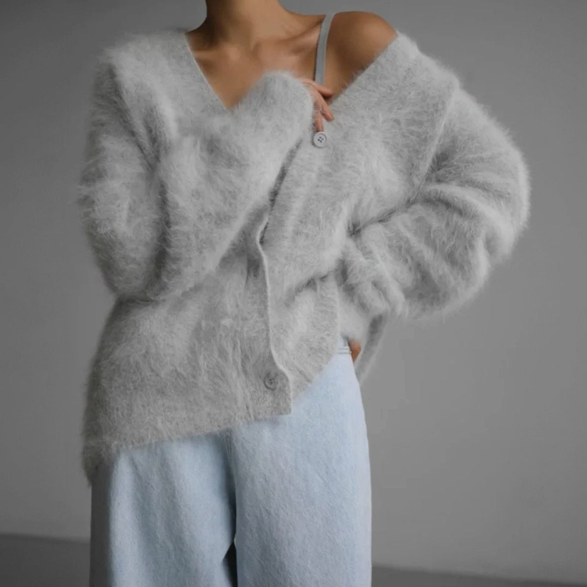 Elina | Dame oversized cardigan med V-udskæring