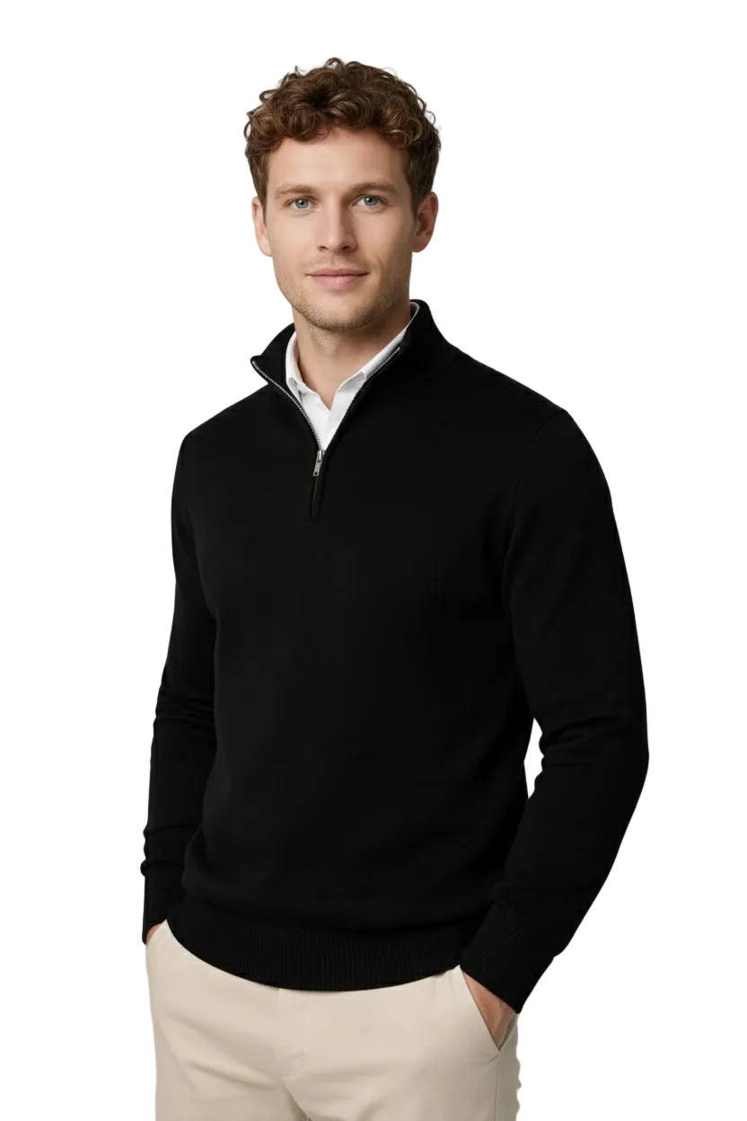 Claus | Herre sweater med lynlås og høj hals samt lange ærmer