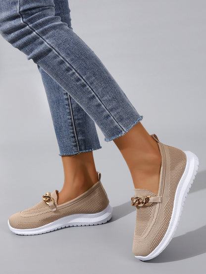 Julie | Dame afslappede slip-on sneakers i åndbart strikmateriale