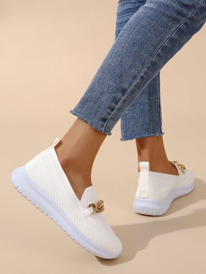 Julie | Dame afslappede slip-on sneakers i åndbart strikmateriale