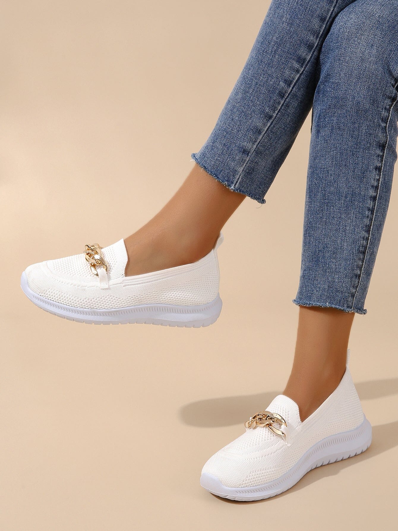 Julie | Dame afslappede slip-on sneakers i åndbart strikmateriale