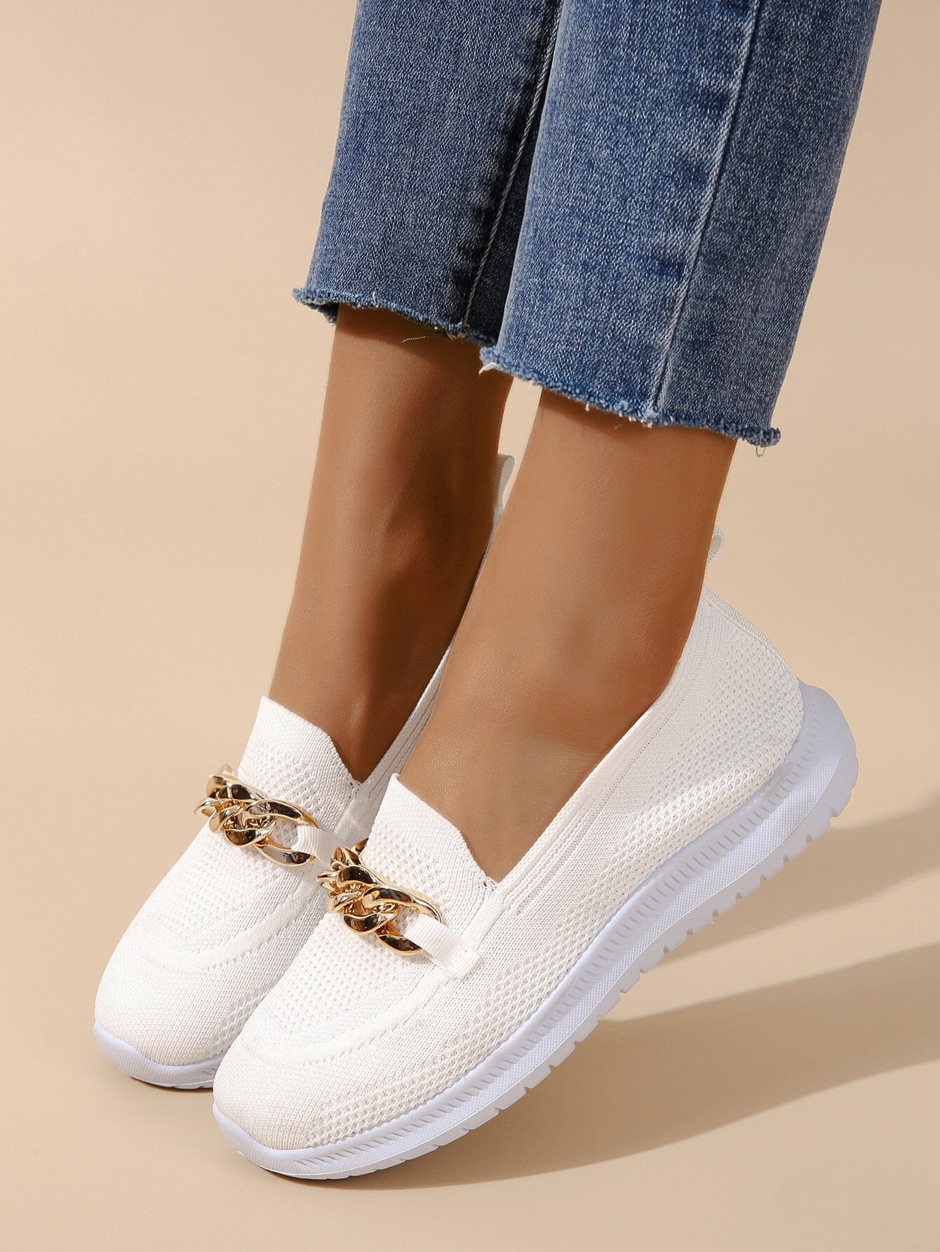 Julie | Dame afslappede slip-on sneakers i åndbart strikmateriale