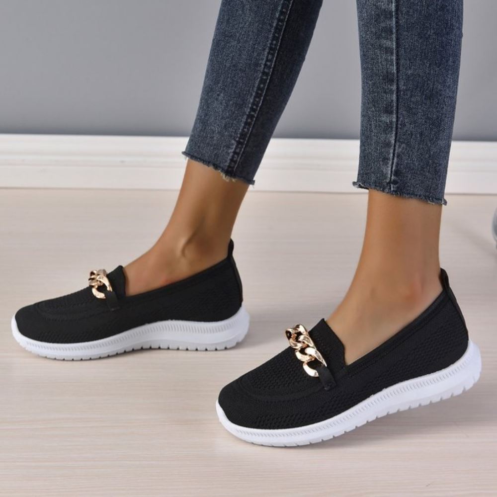 Julie | Dame afslappede slip-on sneakers i åndbart strikmateriale