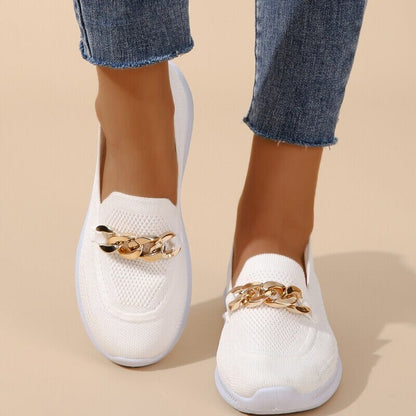 Julie | Dame afslappede slip-on sneakers i åndbart strikmateriale