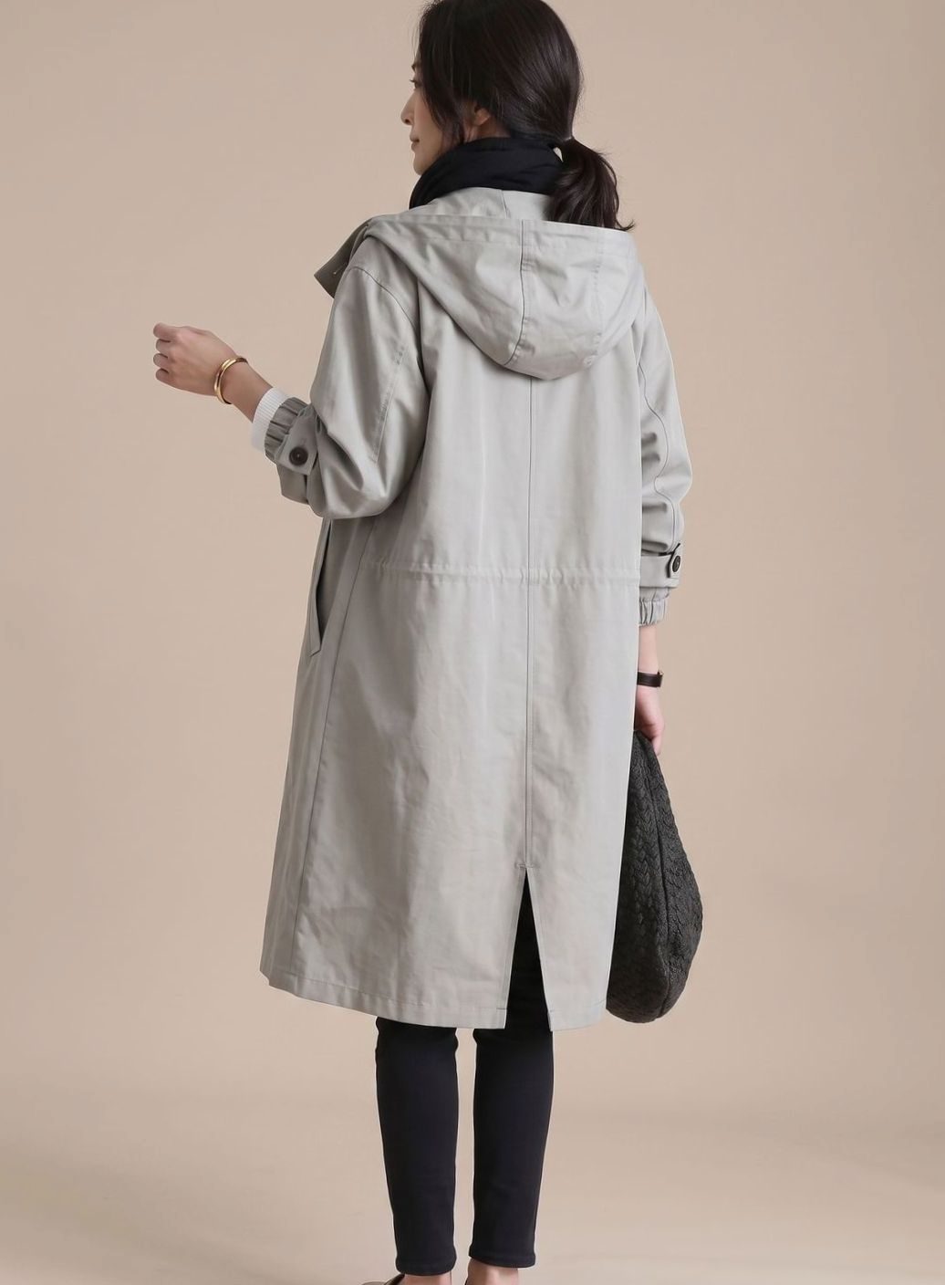 Rosa | Oversize-Trenchcoat für Damen mit Kapuze im langen koreanischen Stil