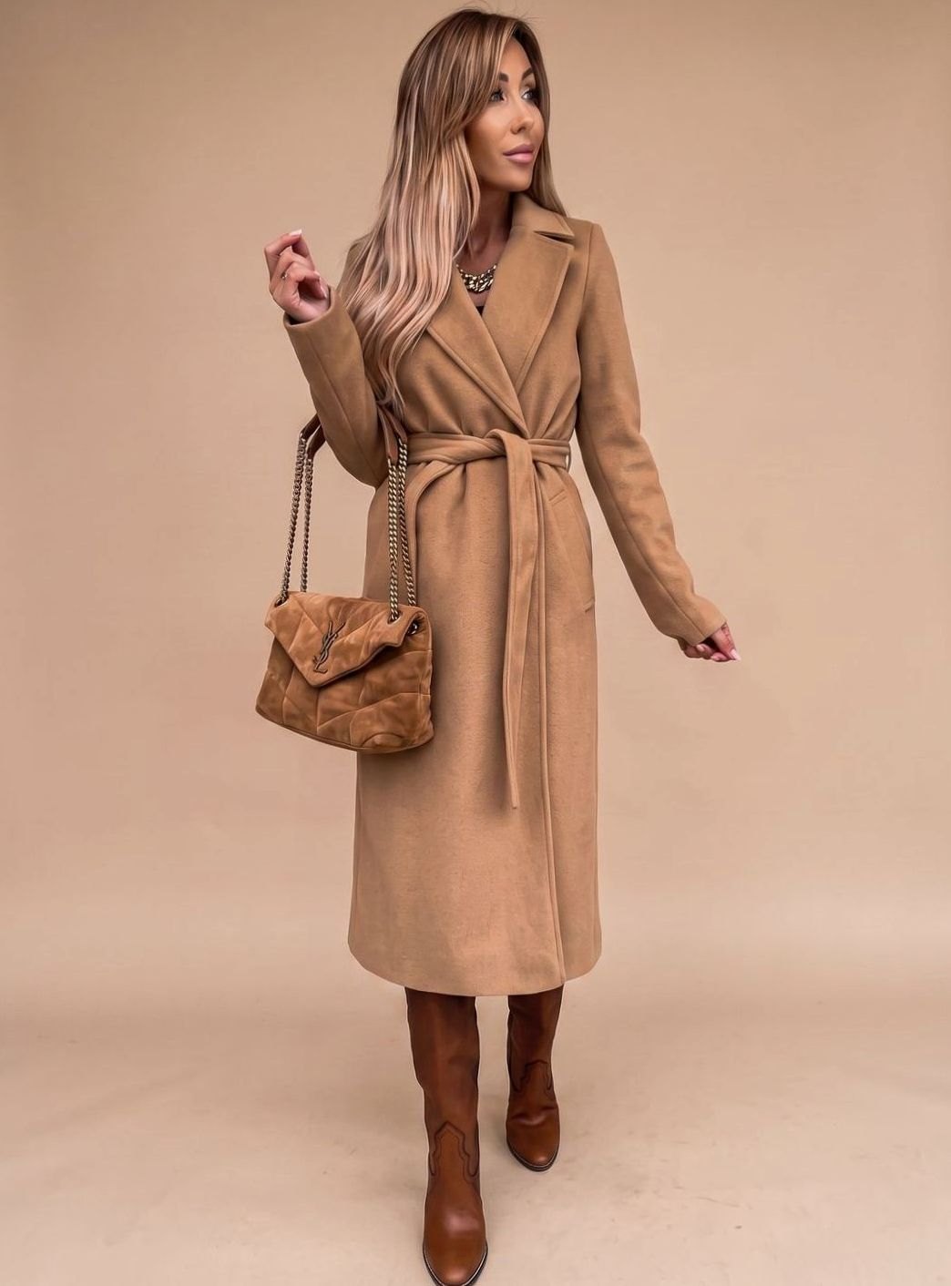 Sofia | Eleganter langer Trenchcoat für Damen mit Bindegürtel und Reverskragen
