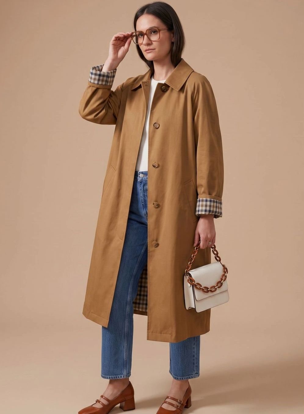 Astrid | Langer und eleganter Trenchcoat für Damen mit Seitentaschen