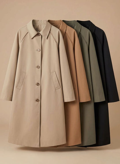 Astrid | Langer und eleganter Trenchcoat für Damen mit Seitentaschen