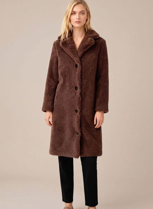 Johanne | Langer Oversize-Trenchcoat für Damen im weichen Plüschstil