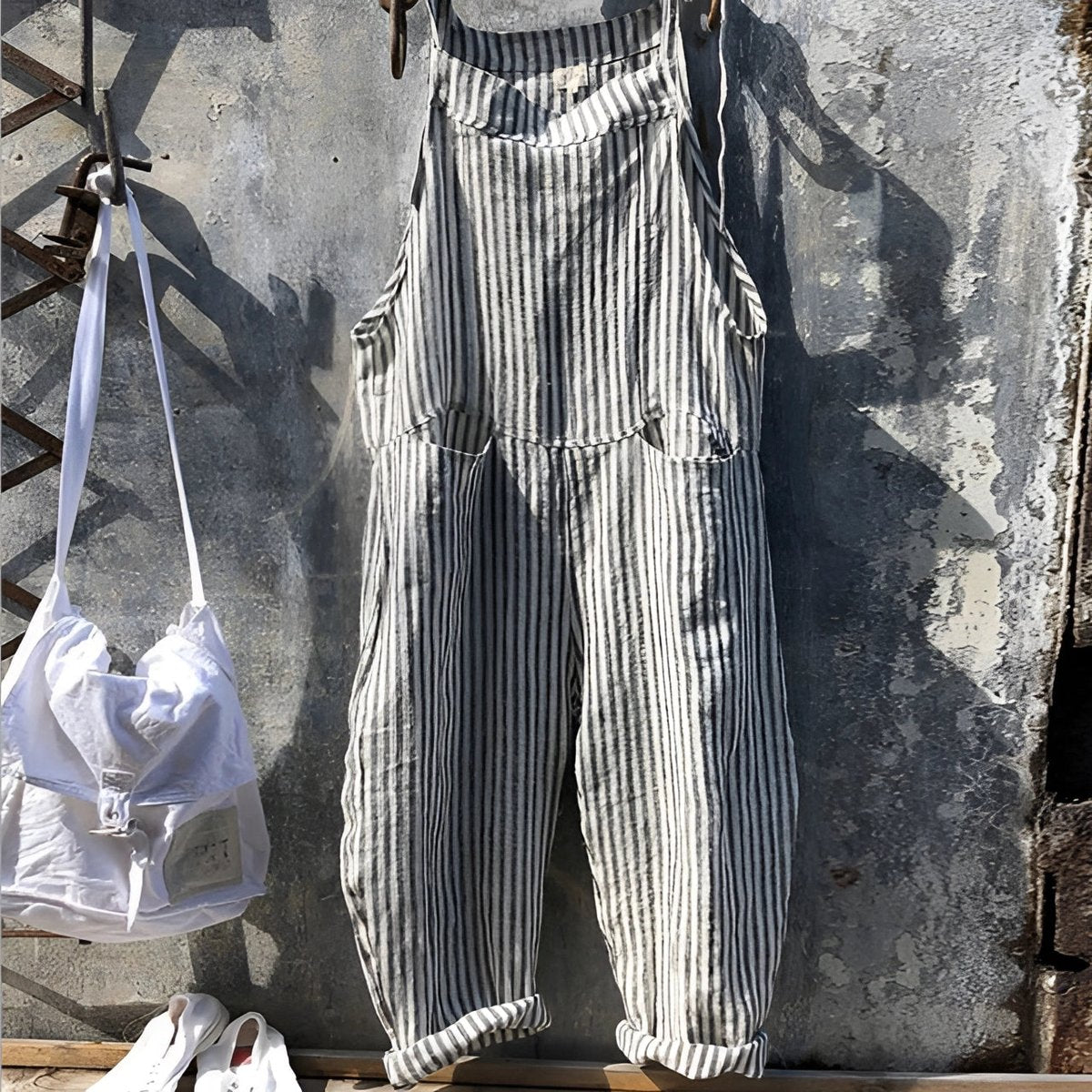Alfred | Unisex-Overall im Streifenmuster mit weiter Passform und Vintage-Stil