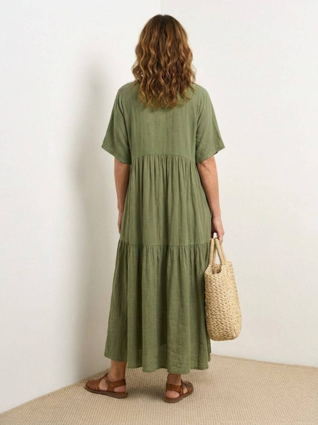 Lotte | Dame boho maxikjole med lagdelt skørt og V udskæring