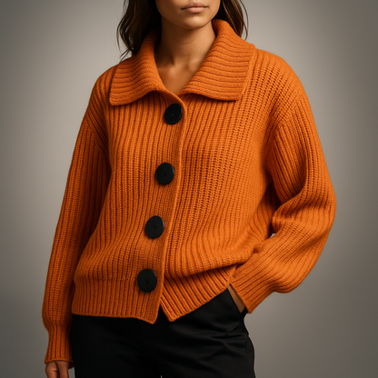 Trine | Dame oversized strikcardigan med knapper