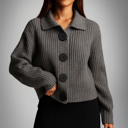 Trine | Dame oversized strikcardigan med knapper