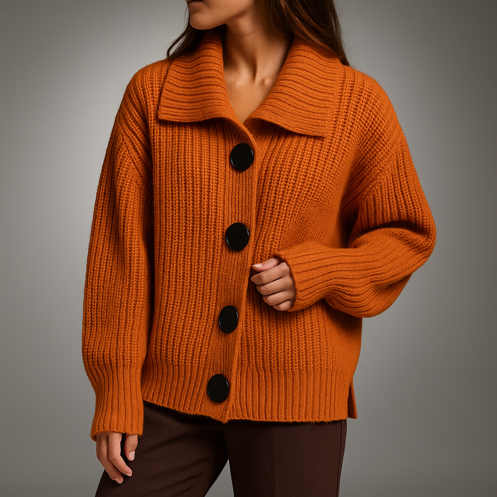Trine | Dame oversized strikcardigan med knapper
